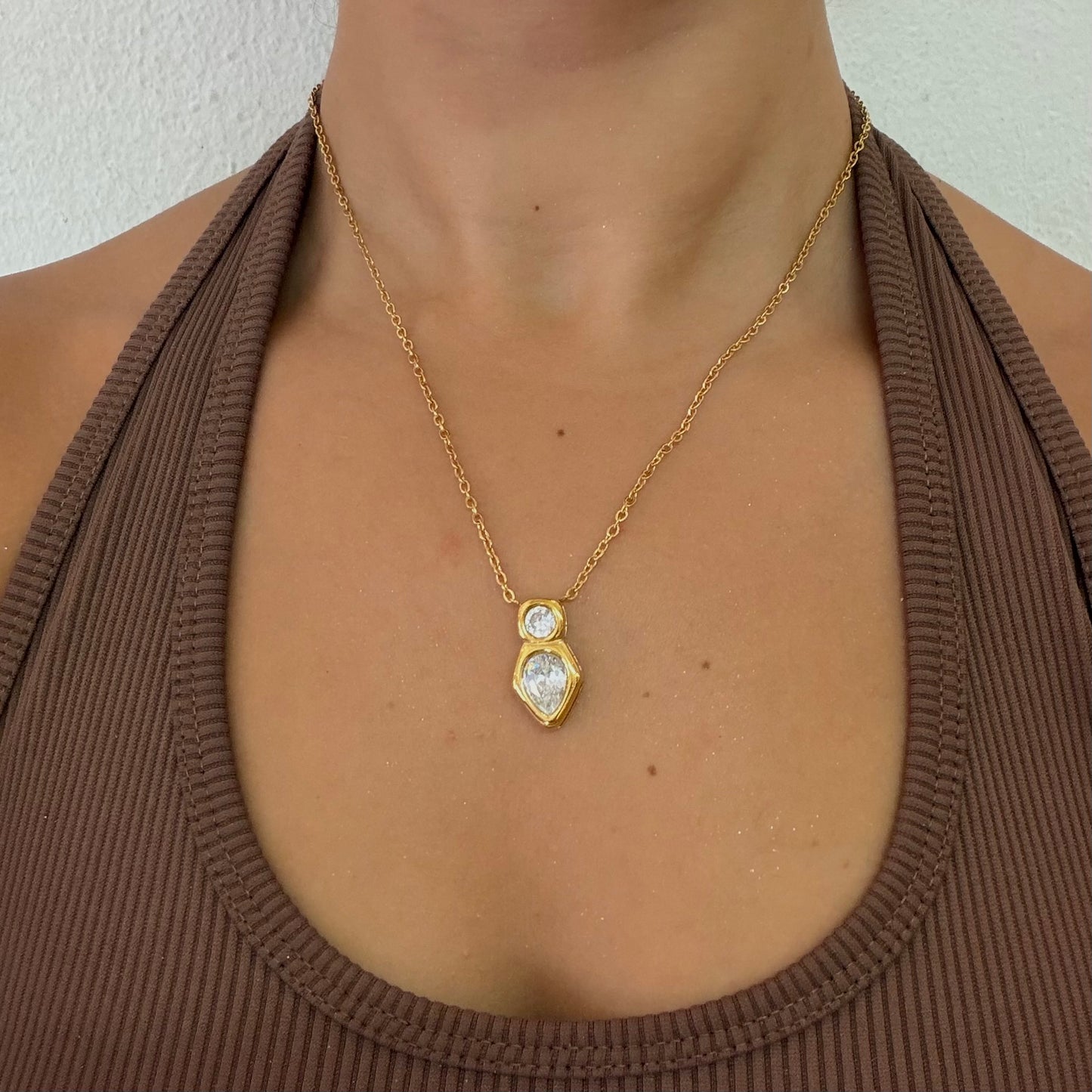 Dual Stone Zirconia Necklace