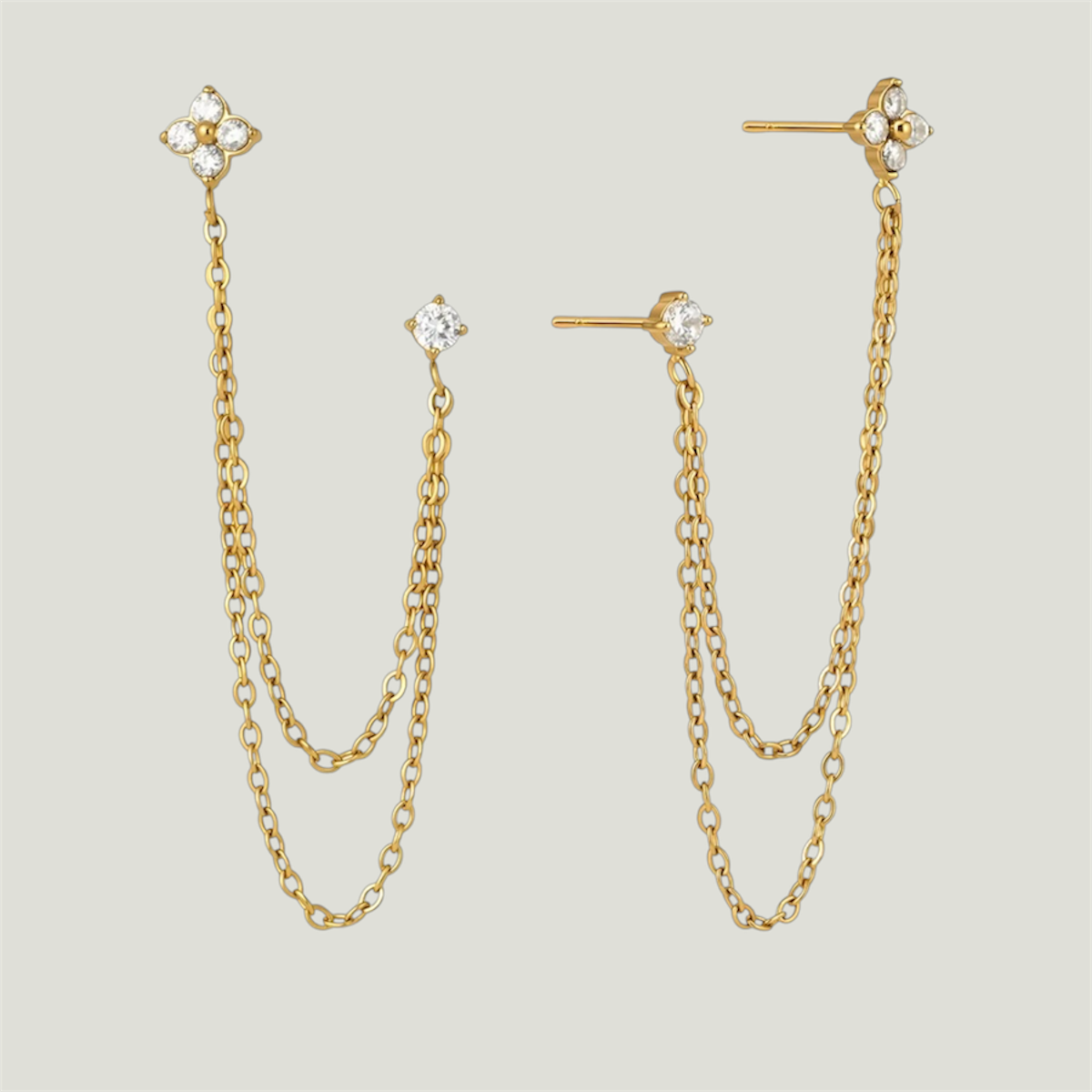 Double Piercing Zirconia Studs