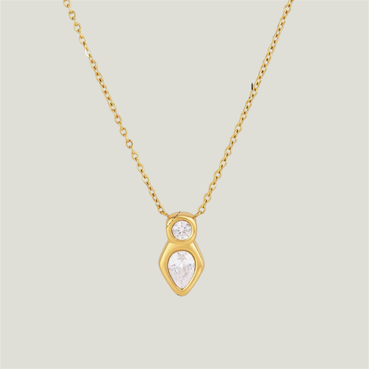 Dual Stone Zirconia Necklace
