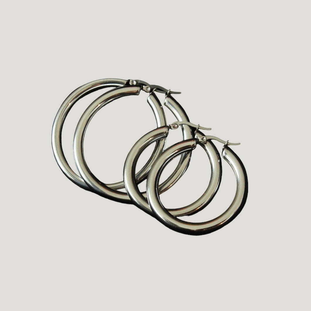 Chunky Silver Hoops