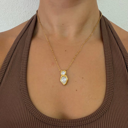 Dual Stone Zirconia Necklace