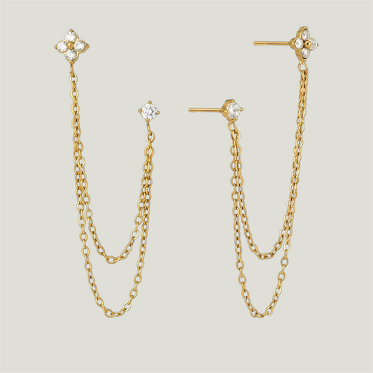 Double Piercing Zirconia Studs
