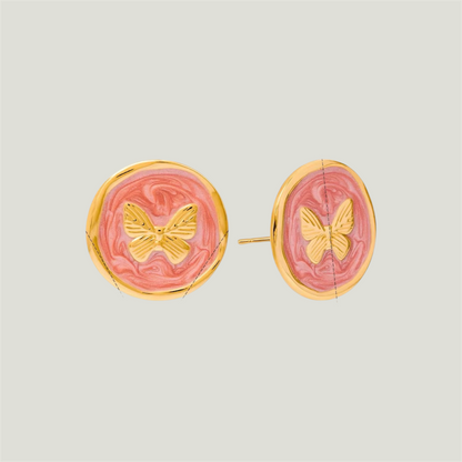 Pink Butterfly Studs