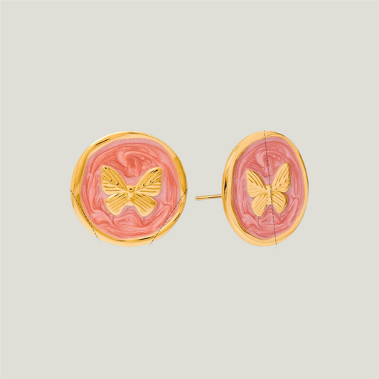 Pink Butterfly Studs