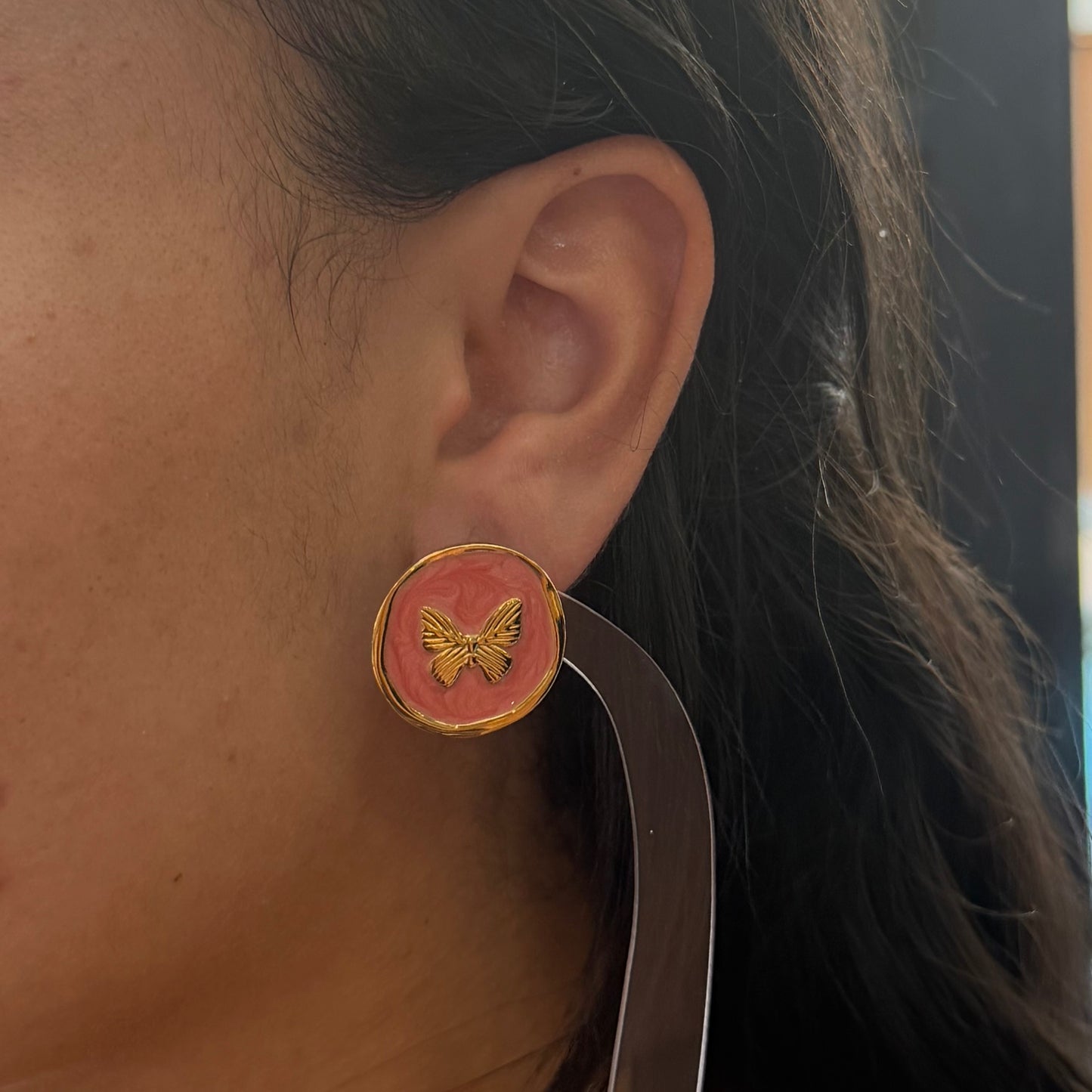 Pink Butterfly Studs