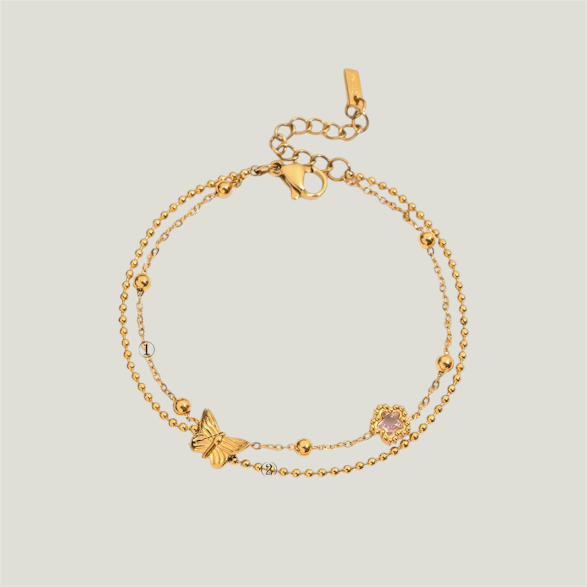 Pink Butterfly Double Bracelet