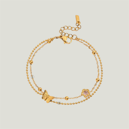 Pink Butterfly Double Bracelet