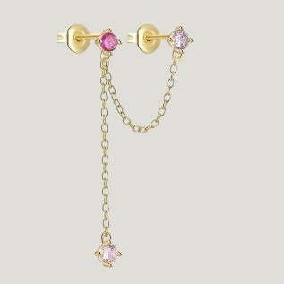 3 Pinky diamonds Chain Studs